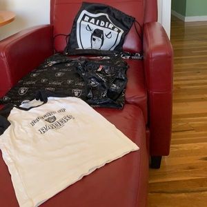 Raiders Nightie with top/bottom, napsack teeshirt
